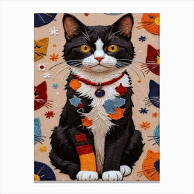 Cat Patchwork Canvas Print