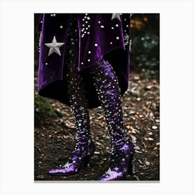 Purple Boots With Stars Canvas Print