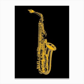 Gold Saxophone Line Art Canvas Print