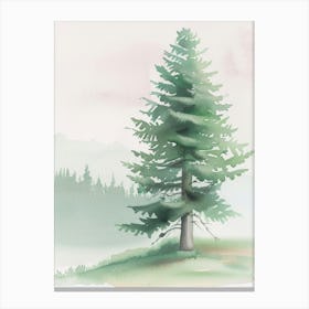Fir Tree Atmospheric Watercolour Painting 3 Canvas Print