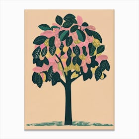 Pecan Tree Colourful Illustration 1 Canvas Print