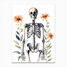 Floral Skeleton Watercolor Painting (20) Canvas Print