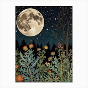 Moonlight In The Woods Style William Morris 5 Canvas Print