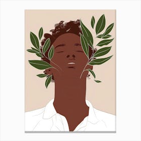 Man With Leaves On His Head Canvas Print