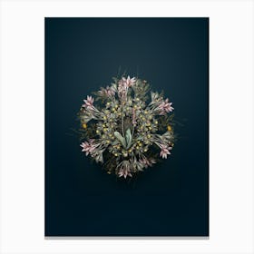 Vintage Scilla Obtusifolia Floral Wreath on Teal Blue n.0114 Canvas Print
