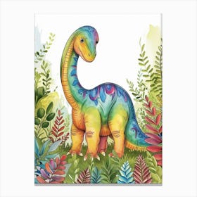 Pastel Rainbow Watercolour Corythosaurus Dinosaur 1 Canvas Print