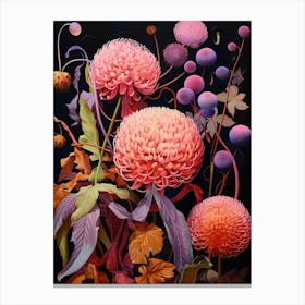 Surreal Florals Globe Amaranth 3 Flower Painting Canvas Print