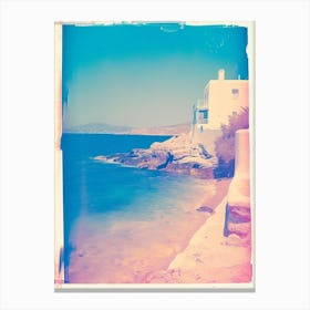 Mykonos Retro Polaroid Style 2 Canvas Print