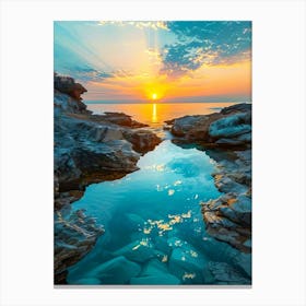 Sunset Over A Rocky Shore Canvas Print