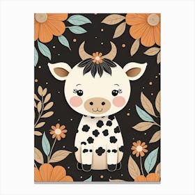 Floral Cute Baby Cow Nursery (22) Canvas Print