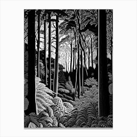 Bernheim Arboretum And Research Forest, Usa Linocut Black And White Vintage Canvas Print