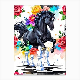 Black Horse Chess 1 Canvas Print