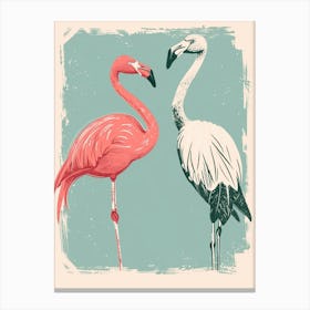Jamess Flamingo And Bird Of Paradise Minimalist Illustration 2 Canvas Print