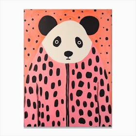 Pink Polka Dot Panda 1 Canvas Print