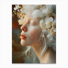 Portrait Of A Girl With Flowers 3 Canvas Print