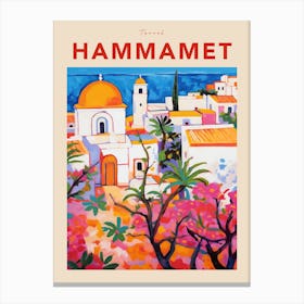 Hammamet Tunisia Fauvist Travel Poster Canvas Print