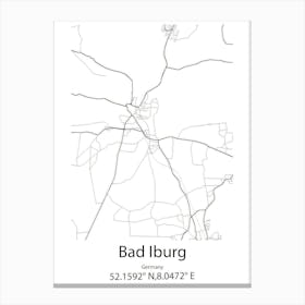 Bad Iburg,Germany Minimalist Map Canvas Print