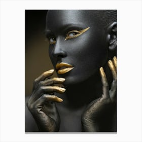 Black Woman With Gold Nails Canvas Print