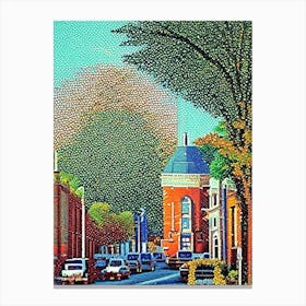 Brockton, City Us  Pointillism Canvas Print