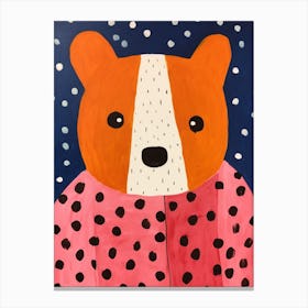 Pink Polka Dot Red Panda 2 Canvas Print