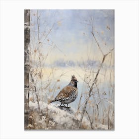 Vintage Winter Animal Painting Grouse 1 Canvas Print