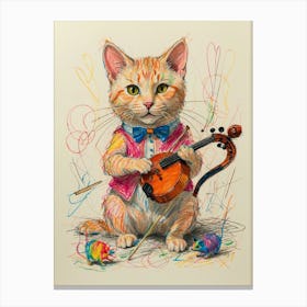 Cat Playing Violin Canvas Print