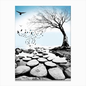 Tree And Stones Canvas Print