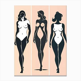 Evolving Silhouettes: A triad of nude feminine forms Canvas Print