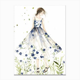 Watercolor Flower Girl Canvas Print