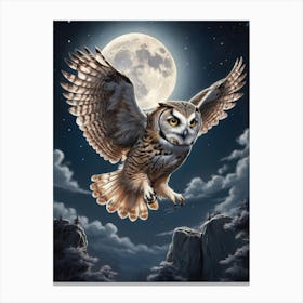 Owl In Flight Canvas Print