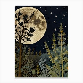 Moonlight In The Woods Style William Morris 1 Art Print 1 Canvas Print