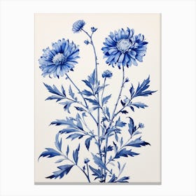 Blue Botanical Asters 8 Canvas Print