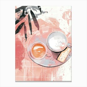 Pink Breakfast Food Tea And Biscuits 1 Canvas Print