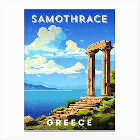 Greece, Samothrace — Retro travel minimalist poster, retro travel art, retro travel wall art, vector art Canvas Print