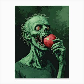 Zombie Eating An Apple Canvas Print