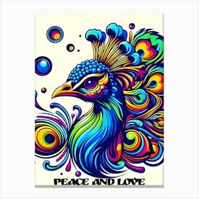 Peace And Love Peacock Canvas Print