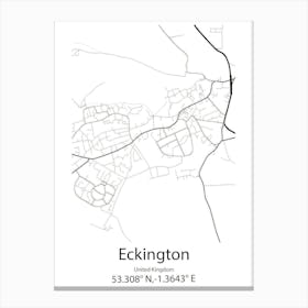 Eckington,United Kingdom Minimalist Map Canvas Print