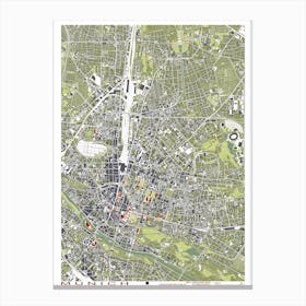 Munich Engraving Map Canvas Print
