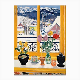 The Windowsill Of Banff   Canada Snow Inspired By Matisse 3 Canvas Print