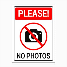 Please No Photos Sign Canvas Print