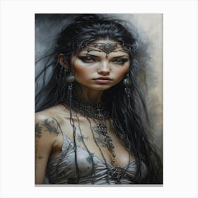 Sexy Woman With Tattoos Canvas Print