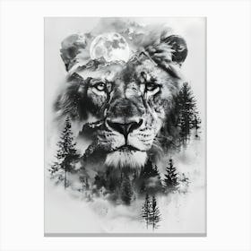 Lion In The Forest 5 Canvas Print