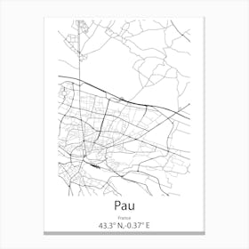 Pau,France Minimalist Map Canvas Print