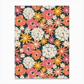 Mixed Summer Floral Warm Nights Canvas Print