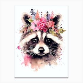 Pink Raccoon Illustration 5 Canvas Print