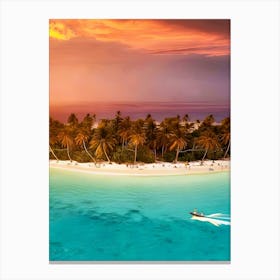 Sunset On A Tropical Island Canvas Print