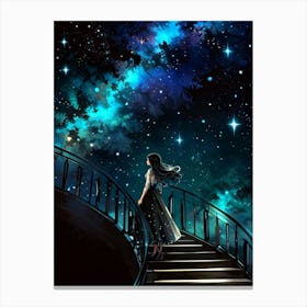 Girl At The Stairs Canvas Print