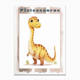 Cute Plateosaurus Dinosaur Watercolour Poster Canvas Print