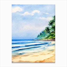 Colva Beach 3, Goa, India Watercolour Canvas Print