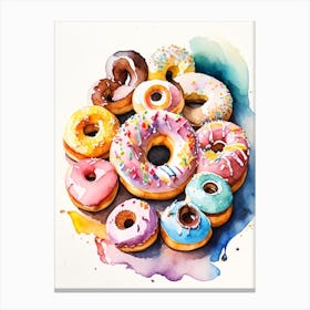 A Buffet Of Donuts Cute Neon 4 Canvas Print